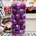 24-pack purple Christmas ball ornaments in clear tube featuring matte and glitter finishes - Glossy/Matte/Glitter Mixed / 6cm / Purple