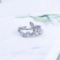 Silver double butterfly adjustable ring with sparkling cubic zirconia on a light base - Silver (D7304)