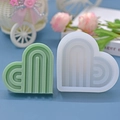 Striped heart silicone mold for DIY baking and crafts with mint green finished product - Heart Stripe Style