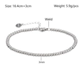 Macro view of 3mm stainless steel bead bracelet showing size details and identity tag - Lobster Clasp-3mm
