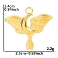 Macro view of 18k gold plated moon and wing charm with measurements 2.4cm by 2.5cm - Gold Color Pendant (No Chain)