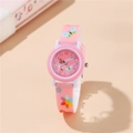 Orologio per bambini rosa con farfalle e cinturino in silicone con stampe a fiori - Rosa