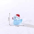 Miniature Christmas resin duck in blue with red hat, size 1.7x1.7cm, for DIY snow decor - Luminous Light Blue