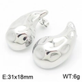Polierte silberne Bohnenohrstecker in minimalistischem Edelstahldesign - Stahlfarbe (KE113301-KFC)