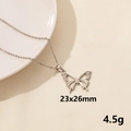 Silberne Edelstahl-Schmetterlingskette in 23x26mm Größe mit einer feinen O-Gliederkette - Silber / Hohler Schmetterling-Stil (S417-S+N22-S)