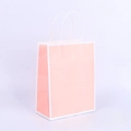 Custom pink and white kraft paper shopping bag with white handles for clothing retail - White Frame With Pink Border; 15*8*21 (small Vertical)