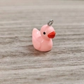 Lindo colgante de pato rosa de resina con anillo de metal para llaveros y joyas DIY - Rosa Naranja Sólido (Pin Plateado)