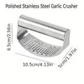 Prensa ajos manual arqueada de acero inoxidable con acabado pulido plata y dimensiones - Soldadura pulida brillante / Estilo de Acero Brillante