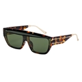 Oversized tortoise frame sunglasses with dark green lenses and gold metal temples - C5 Tortoise Shell Gold G15