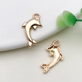 DIY rose gold dolphin charms for bracelets, double-sided zinc alloy metal pendants - 1 Piece (11x20mm)