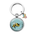 Schlüsselanhänger Save the Bees aus Edelstahl mit hellblauem Bienenanhänger und Schmetterling - Biene (Save the bees)