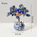 Handgemaakte lapis lazuli geldboom met 36 stenen in glas, 6 cm hoog kristallen decor - 36 Kristallen Lapis Lazuli (Mini-aquarium)