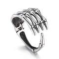 Retro stainless steel skeleton hand bracelet with silver vintage finish and hinges - Silver Skeleton Hand Style (KB155872-KJX)