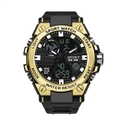 Men's dual-display digital sports watch in black with a premium gold finish casing - Gold