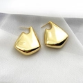 Chique holle onregelmatige geometrische vergulde oorbellen met gepolijste metalen afwerking - 18K goud / Goud