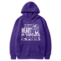 Lila American Football Hoodie mit My Heart is on the Line Grafikdruck Design - S / Oberteile / Lila