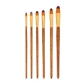 Set of 6 professional wooden paint brushes with orange synthetic bristles and gold ferrules - 6Pcs Filbert HB050C / Natural Wood Color