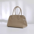 Elegant beige lychee grain leather tote bag with sturdy top handles and side metal buckles - Small (26x12x20cm) / Elephant Grey (Togo Leather)