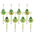 7-piece St. Patrick's Day green clover gnome diamond painting keychain pendants set - Cartoon Clover Faces Series