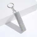 Portable cylinder perfume bottle keychain with colorful rhinestones in silver finish - 5ml / Colorful