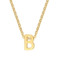 Golden minimalist titanium steel necklace featuring a polished uppercase letter B pendant - Letter B / Gold