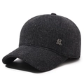 Heren winter baseballcap van donkergrijs tweed met metallic SR logo detail - Verstelbaar / Zwart