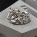 Elegant S925 sterling silver flower ring in silver finish with detailed layered petals - Floral Shape Multi-Layer Petal Style (J4262)