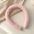 Elegant light pink plush sponge headband made of soft faux fur for autumn and winter - Rabbit Fur Plush Style / Light Pink