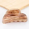 Pince à cheveux cœur ambrée de 8cm à motif marbré avec strass brillants pour femme - Café Érable