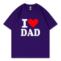 Dark purple oversized cotton T-shirt featuring a white I Love DAD print on the chest - XS / Purple (I Love Dad)