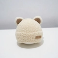 Bonnet en tricot pour bébé blanc crème avec oreilles d'ours mignonnes et texture douce - Chapeau d'Ours Bicolore / Blanc Cassé