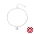 Sparkling S925 sterling silver chain bracelet featuring a round white opal pendant - Silver #2