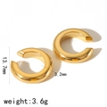Polished titanium steel C-shaped ear cuffs measuring 13.7mm for non-pierced ears - Bright Gold-Small(TE6523-G)