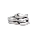 Vintage silver snake wrap open ring with triple layer punk serpent design on white background - Adjustable Open / Style 22 (Retro Triple Silver Snake)