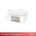 1500ml rectangular frosted food storage container with white lid and 17x13.8x8cm dimensions - Food Storage Box - 1500ml