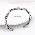 Brazalete abierto de cuerda plateado con textura de escamas y estilo punk, 10mm ancho - Patrón de Doble Escama 10mm (Estilo 4) / Plata Antigua