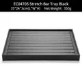 Black PU leather jewelry display tray with slots for rings and earrings 35x24cm - Black Ring Display Tray