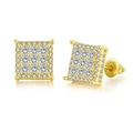 Orecchini a perno quadrati in zircone stile hip hop placcati in oro con chiusura a vite - OHE151-1 Color Oro
