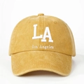 Gorra de béisbol ajustable de algodón lavado amarillo mostaza con bordado LA - Talla única / Amarillo