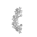 Silberne Ohrmanschette mit fünf Blumenmotiven und funkelnden Kristallen für Damen - Fünf-Blumen-Design / Silber (Weiß K)