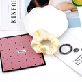 Solid yellow satin scrunchie with a silk-like texture on a decorative white plate - 15#-Yellow