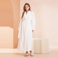 Accappatoio lungo bianco in pile corallo per uomo e donna con pantofole coordinate - M / Bianco