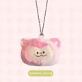 Mini borsa a tracolla in peluche rosa a forma di maiale con cordino decorato - Versione Cordino a Righe / Rosa