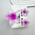 Three-piece purple gradient flower hair claw clips set made of translucent resin - White Foundation Powder Core Set (including Card)