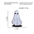 Spilla a forma di fantasma in smalto bianco e nero in lega ecologica - CC123 Fantasma del fumetto