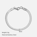 Bracciale a catena piatta a serpente in acciaio inossidabile argento da 4mm - 4mm-19cm / Color Acciaio