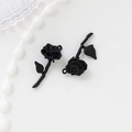 DIY jewelry charm featuring two 3D black rose shapes with matte finish for bracelets - 28# Black 3D Rose