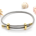 Adjustable grey woven wire rope bracelet with gold metal clasp on white background - 3mm Semi-finished (Single End Fixed) / Grey-5