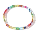 Handmade TILA bead bracelet with colorful rectangular glass tubes for beach style - Colorful Mix Style