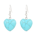 Boucles d'oreilles cœur en turquoise et argent au style vintage bohème - Coeur Turquoise Bleu Clair (10245)